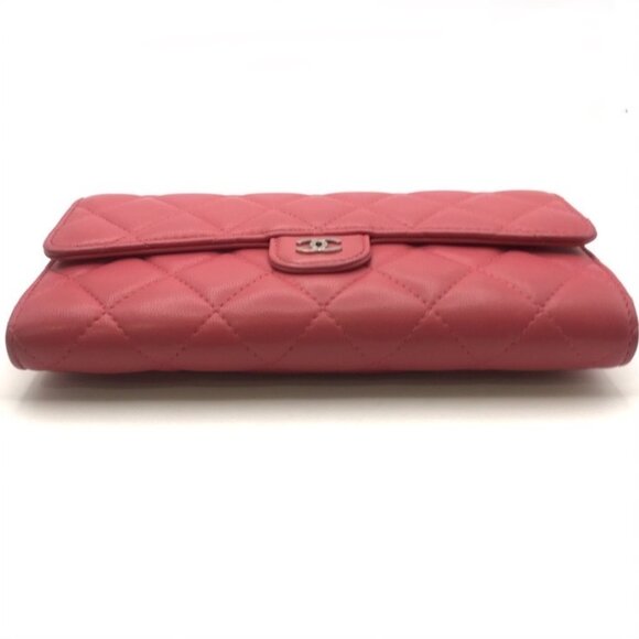 Chanel Continental Long Wallet Coral Pink Quilted Metallase Leather Classic Flap - Picture 7 of 10
